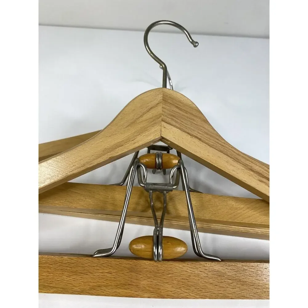3 Vtg Wood Suit Jacket Hanger Trouser Clamp Diplomat Maple Lot